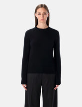 Rhea Black Wool Cashmere Crewneck Sweater - | Spazio Pritelli