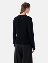 Rhea Black Wool Cashmere Crewneck Sweater - | Spazio Pritelli