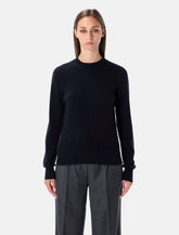 Rhea Maglia Girocollo in Lana e Cashmere Blu Navy - | Spazio Pritelli