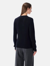 Rhea Maglia Girocollo in Lana e Cashmere Blu Navy - | Spazio Pritelli