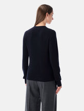 Rhea Navy Blue Wool Cashmere Crewneck Sweater - | Spazio Pritelli