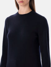 Rhea Navy Blue Wool Cashmere Crewneck Sweater - | Spazio Pritelli