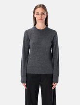 Rhea Grey Mélange Wool Cashmere Crewneck Sweater - | Spazio Pritelli