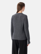 Rhea Grey Mélange Wool Cashmere Crewneck Sweater - | Spazio Pritelli