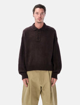 Studio Nicholson Dune brown superkid mohair polo sweater - | Spazio Pritelli