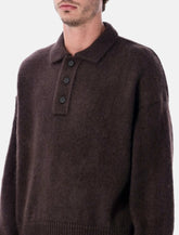 Studio Nicholson Dune brown superkid mohair polo sweater - | Spazio Pritelli