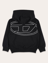 Kid - Diesel Black Oversized Hoodie with Oval D Embroidery - | Spazio Pritelli