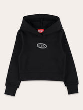 Kid - Diesel Black Cotton Hoodie with Oval D Logo - | Spazio Pritelli