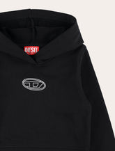 Kid - Diesel Black Cotton Hoodie with Oval D Logo - | Spazio Pritelli