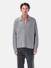 Ami Paris Cable Knit Polo Sweater - | Spazio Pritelli