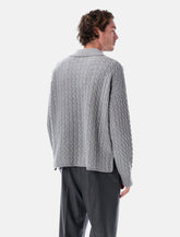 Ami Paris Cable Knit Polo Sweater - | Spazio Pritelli