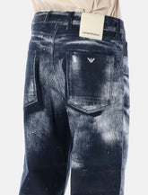 Emporio Armani Organic Cotton Drill Jeans with Used-Effect Print - | Spazio Pritelli