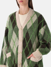 Emporio Armani long argyle alpaca cardigan - | Spazio Pritelli