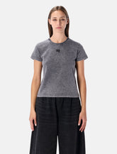 T-shirt grigio délavé in cotone con logo di T by Alexander Wang - | Spazio Pritelli