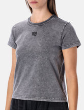T-shirt grigio délavé in cotone con logo di T by Alexander Wang - | Spazio Pritelli