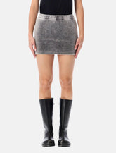 T by Alexander Wang washed grey mid-rise mini skort with embossed logo - | Spazio Pritelli