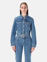 Marine Serre Moon Laser Blue Wash cropped denim jacket - | Spazio Pritelli