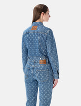 Marine Serre Moon Laser Blue Wash cropped denim jacket - | Spazio Pritelli