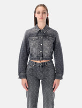 Marine Serre Moon Laser Grey Wash cropped denim jacket - | Spazio Pritelli