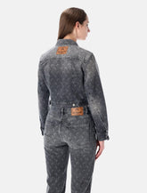 Marine Serre Moon Laser Grey Wash cropped denim jacket - | Spazio Pritelli