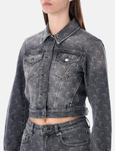Marine Serre Moon Laser Grey Wash cropped denim jacket - | Spazio Pritelli