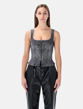 top bustier in denim grigio con stampa Moon laser Marine Serre - | Spazio Pritelli