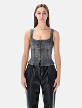 Marine Serre Moon laser grey washed denim bustier top - | Spazio Pritelli