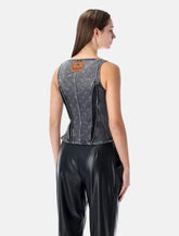 Marine Serre Moon laser grey washed denim bustier top - | Spazio Pritelli