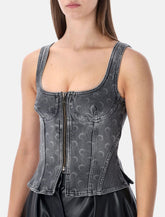 Marine Serre Moon laser grey washed denim bustier top - | Spazio Pritelli