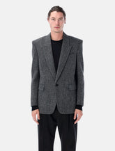 Giacca monopetto oversize in lana spigata Saint Laurent - | Spazio Pritelli