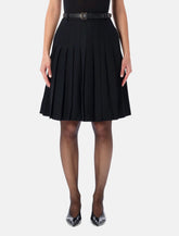 Gonna midi a pieghe in twill nero con cintura di Self-Portrait -  | Spazio Pritelli