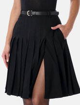 Gonna midi a pieghe in twill nero con cintura di Self-Portrait -  | Spazio Pritelli