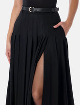 Gonna lunga a pieghe in twill nero con spacco di Self-Portrait -  | Spazio Pritelli