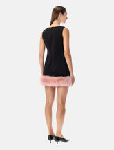 Self-Portrait back crepe mini dress with pink faux fur hem - | Spazio Pritelli