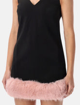 Self-Portrait back crepe mini dress with pink faux fur hem - | Spazio Pritelli
