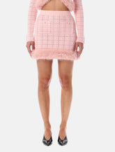Gonna corta in maglia rosa con orlo in eco pelliccia di Self-Portrait -  | Spazio Pritelli