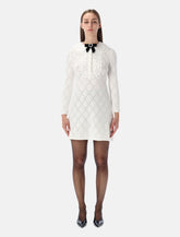 Self-Portrait white lace knit mini dress with removable bow - | Spazio Pritelli