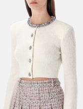 Cardigan corto in alpaca avorio con finiture gioiello di Self-Portrait -  | Spazio Pritelli