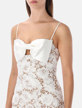 Self-Portrait white lace mini dress with oversized satin bow - | Spazio Pritelli