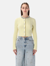 Cardigan corto in lana gialla con collo gioiello di Self-Portrait -  | Spazio Pritelli