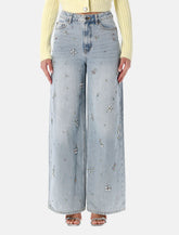 Jeans a gamba ampia in denim con ricami gioiello di Self-Portrait - | Spazio Pritelli