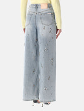 Jeans a gamba ampia in denim con ricami gioiello di Self-Portrait - | Spazio Pritelli