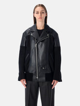 Giacca nera in eco-pelle e lana Junya Watanabe - | Spazio Pritelli