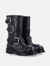 Dolce & Gabbana stivali biker in pelle nera con fibbie - | Spazio Pritelli