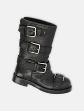 Dolce & Gabbana stivali biker in pelle nera con fibbie - | Spazio Pritelli