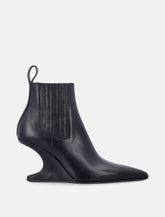 Rick Owens Ankle Sharp Black Washed Calf Leather Boots - | Spazio Pritelli