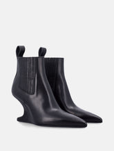 Rick Owens Ankle Sharp Black Washed Calf Leather Boots - | Spazio Pritelli
