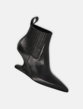 Rick Owens Ankle Sharp Black Washed Calf Leather Boots - | Spazio Pritelli