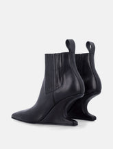 Rick Owens Ankle Sharp Black Washed Calf Leather Boots - | Spazio Pritelli