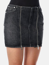 Jean Paul Gaultier black washed denim mini skirt with zips - | Spazio Pritelli